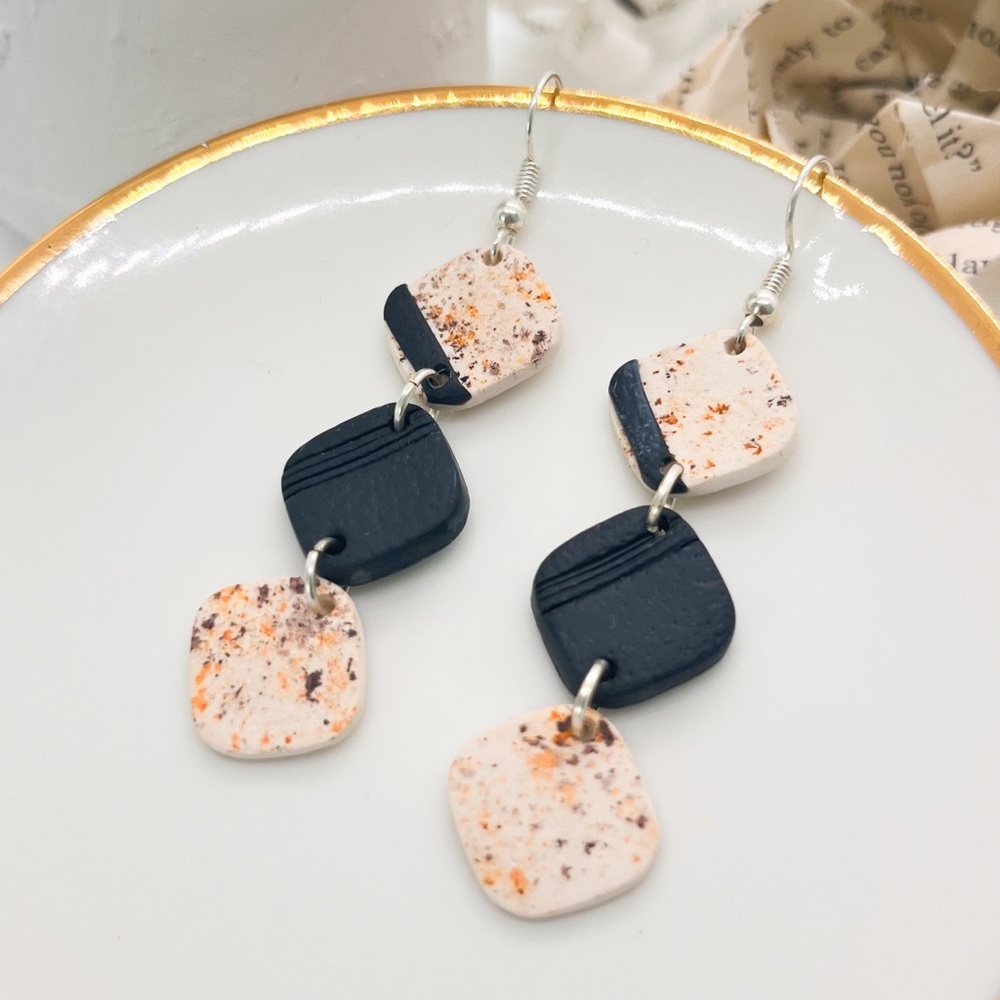 Black & Neutrals Pendant Earrings